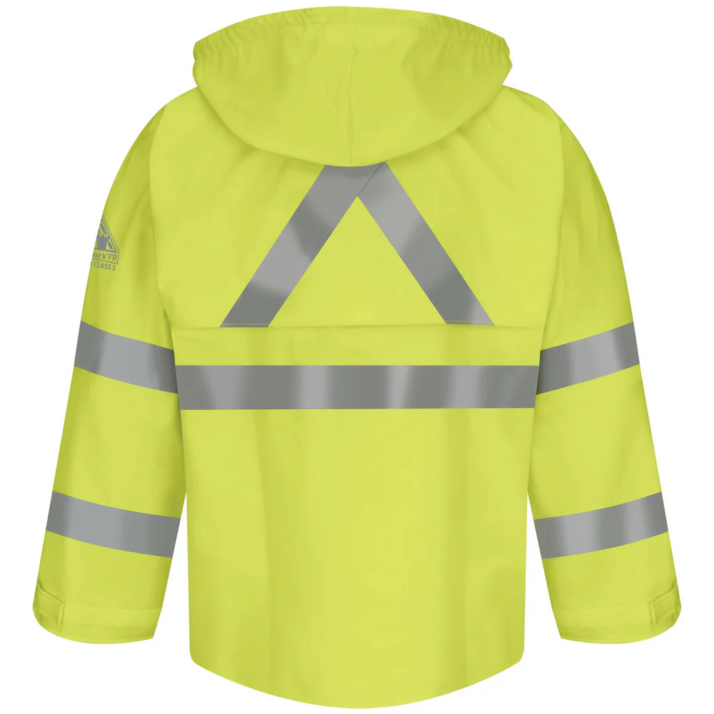 FR HIGH-VISIBILITY RAIN JACKET - YE-Yellow Green | Bulwark JXN4 - Image 2