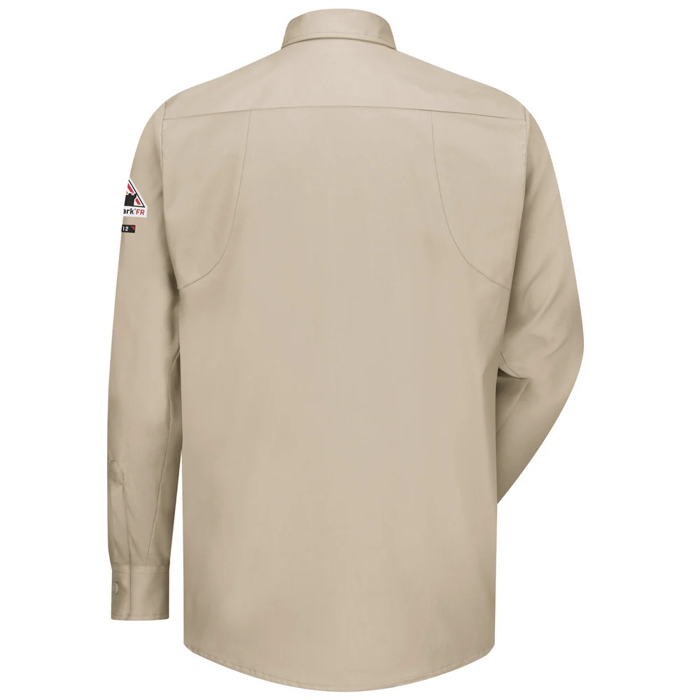 FR IQ SERIES LONG SLEEVE PATCH POCKET SHIRT - LT-Light Tan | Bulwark QS32 - Image 2