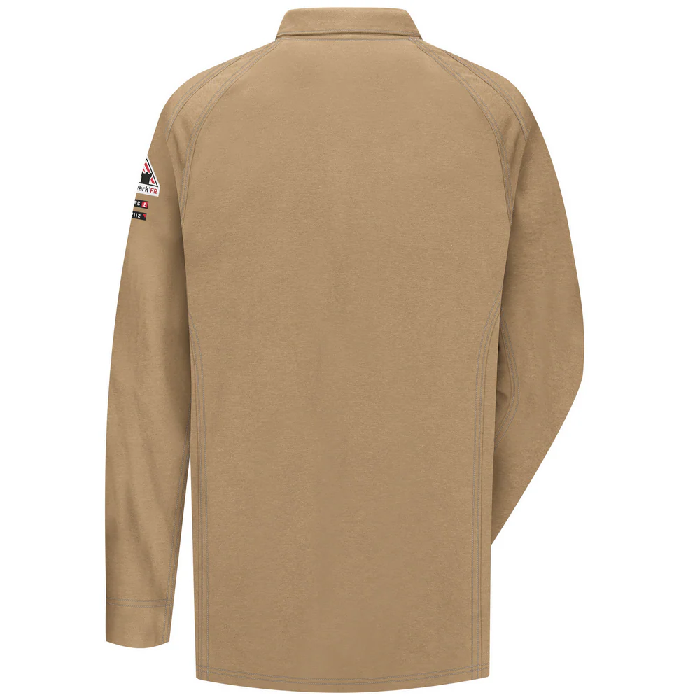 FR IQ SERIES LONG SLEEVE POLO - KH-Khaki | Bulwark QT12 - Image 2