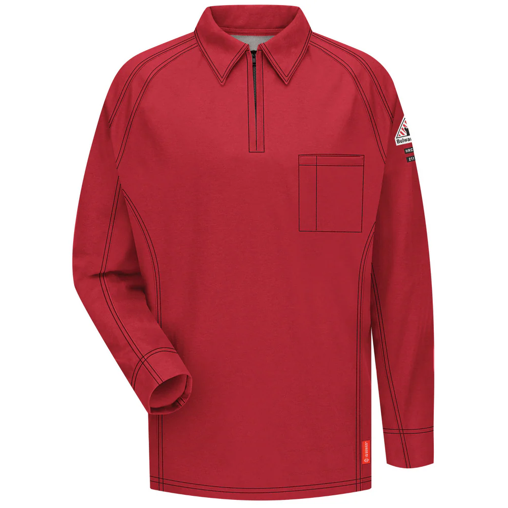 FR IQ SERIES LONG SLEEVE POLO - RD-Red | Bulwark QT12
