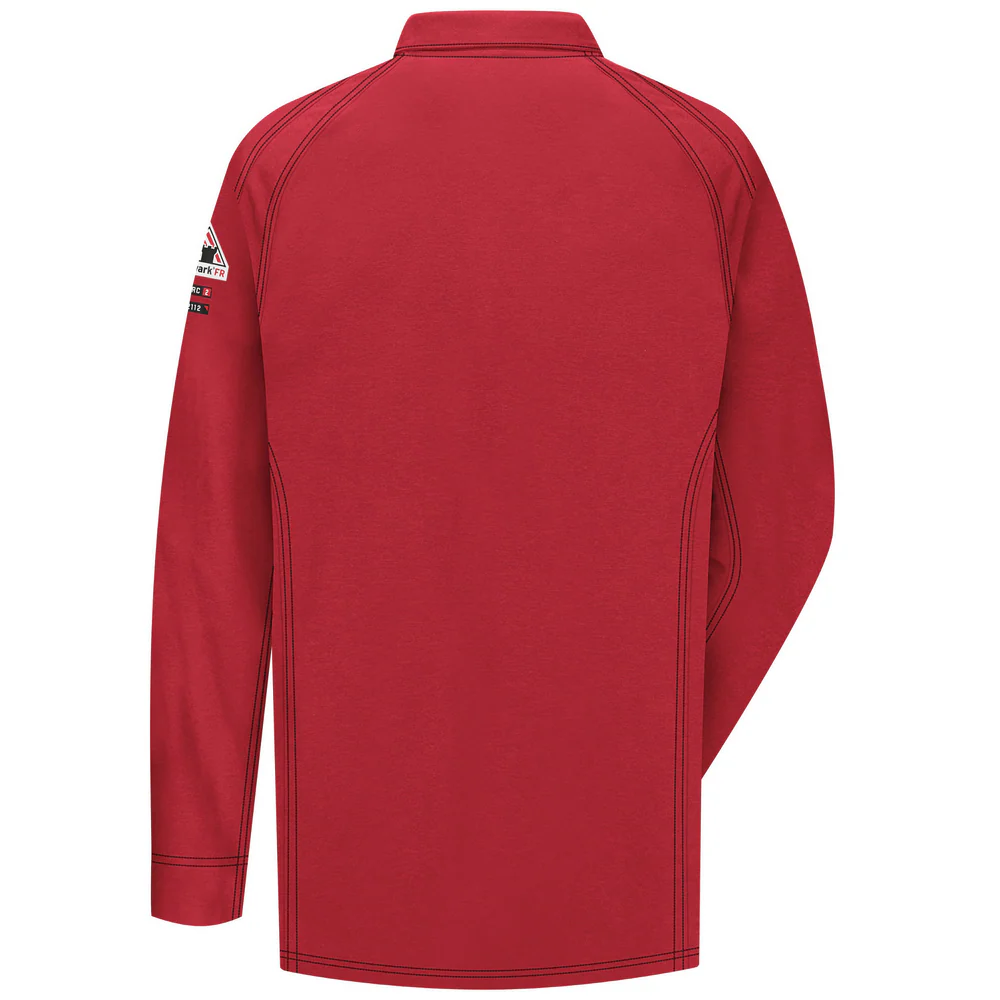 FR IQ SERIES LONG SLEEVE POLO - RD-Red | Bulwark QT12 - Image 2