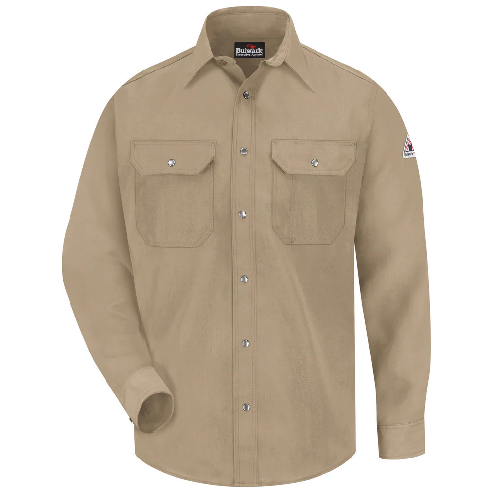 FR LIGHTWEIGHT NOMEX SNAP-FRONT SHIRT - TN-Tan | Bulwark SNS2