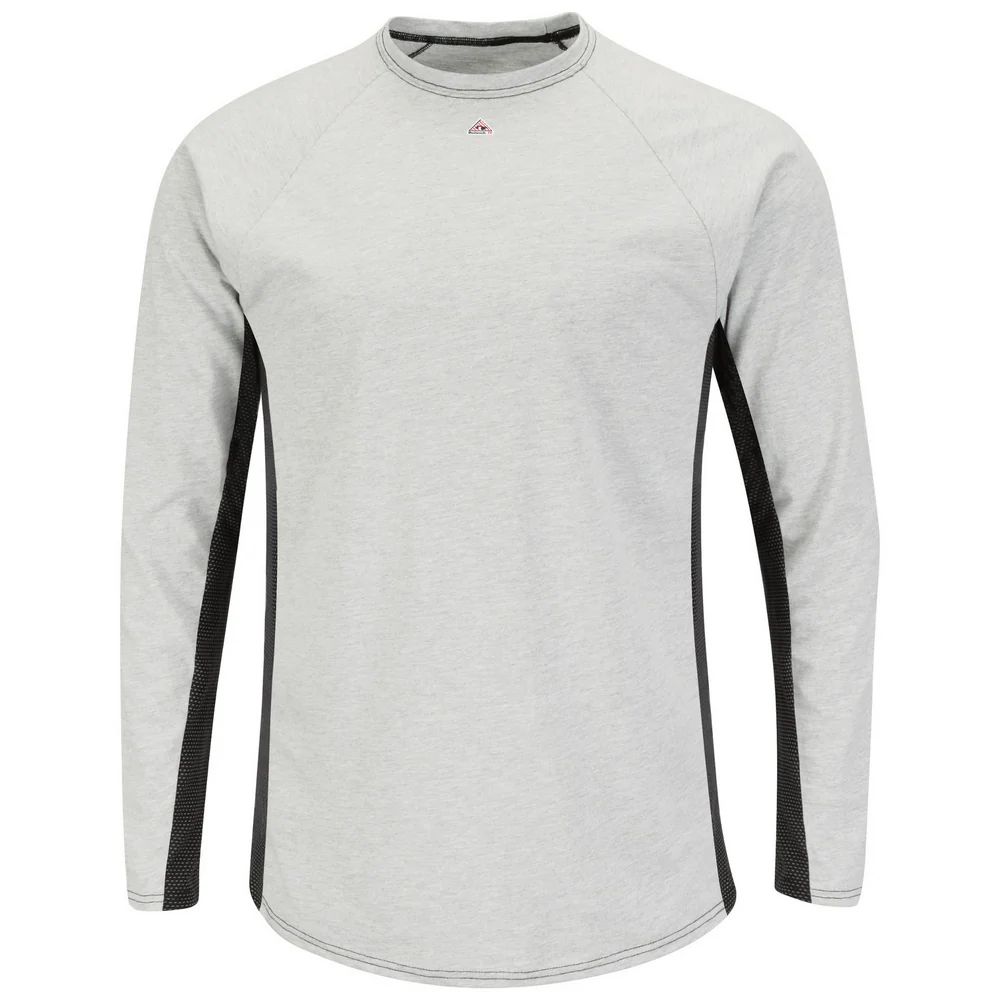 FR LONG SLEEVE BASELAYER WITH MESH GUSSET - GY-Grey | Bulwark MPU8