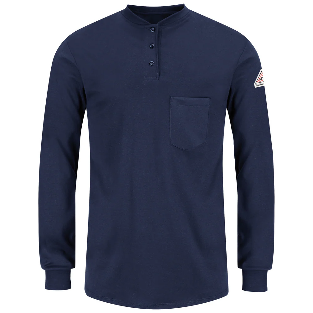 FR LONG SLEEVE LIGHTWEIGHT HENLEY - NV-Navy | Bulwark SEL3