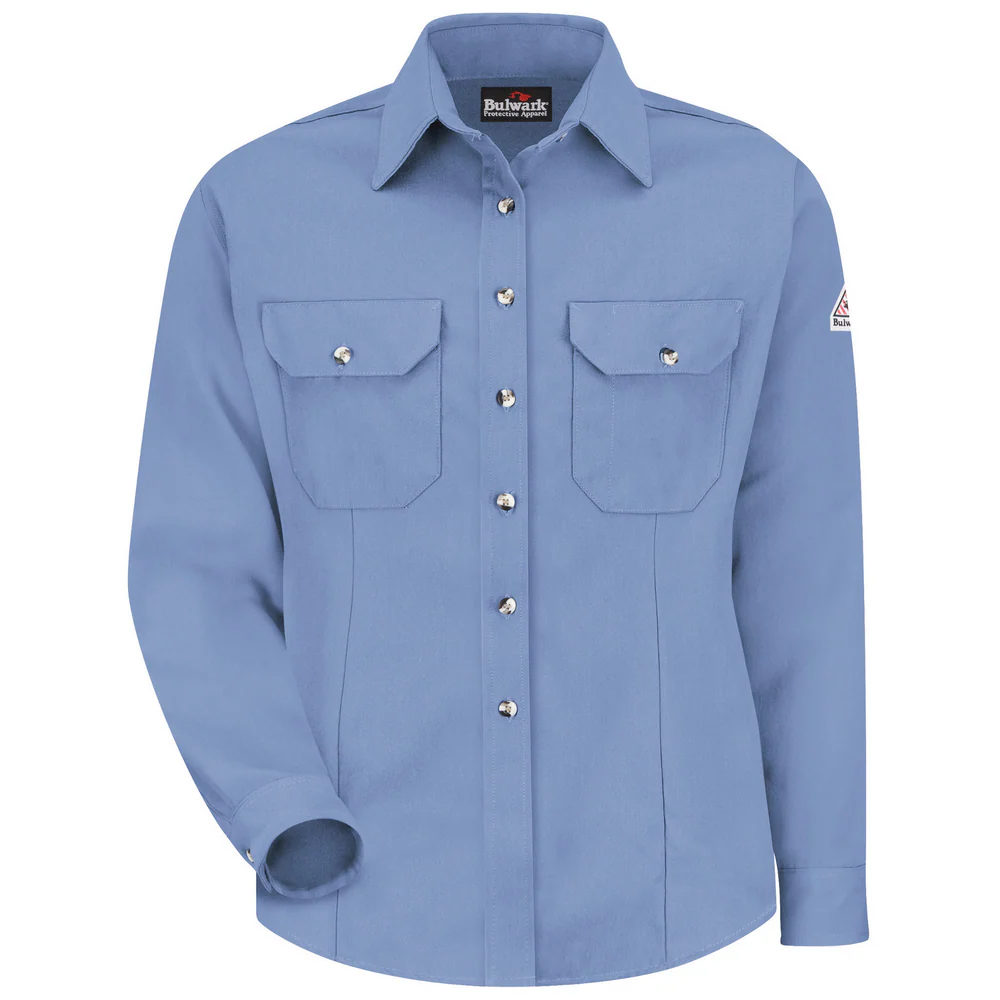 FR MIDWEIGHT UNIFORM DRESS SHIRT - LB-Light Blue | Bulwark SMU3