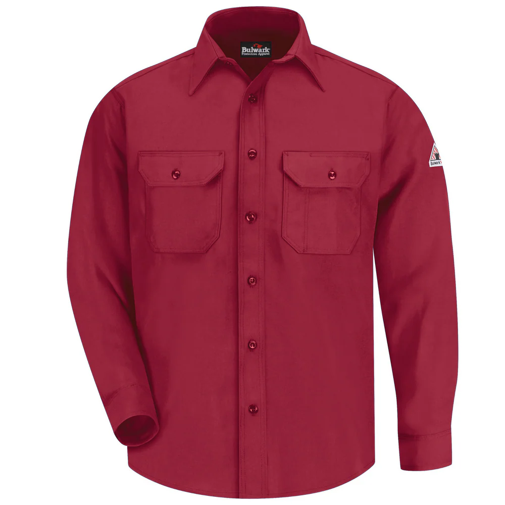 FR NOMEX BUTTON-FRONT UNIFORM SHIRT - RD-Red | Bulwark SND6