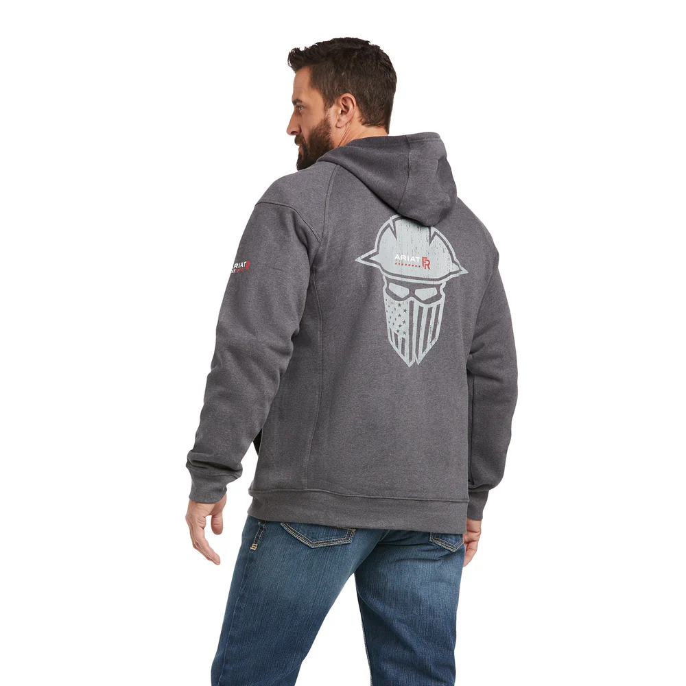FR REV FULL COVER FULL ZIP FLAG HOODIE - 010-Charcoal | Ariat 10037662