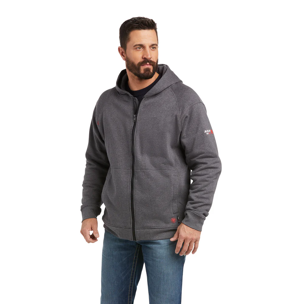FR REV FULL COVER FULL ZIP FLAG HOODIE - 010-Charcoal | Ariat 10037662 - Image 2