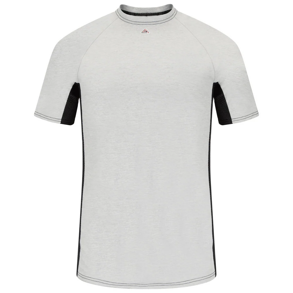 FR SHORT SLEEVE BASELAYER WITH MESH GUSSET - GY-Grey | Bulwark MPU4
