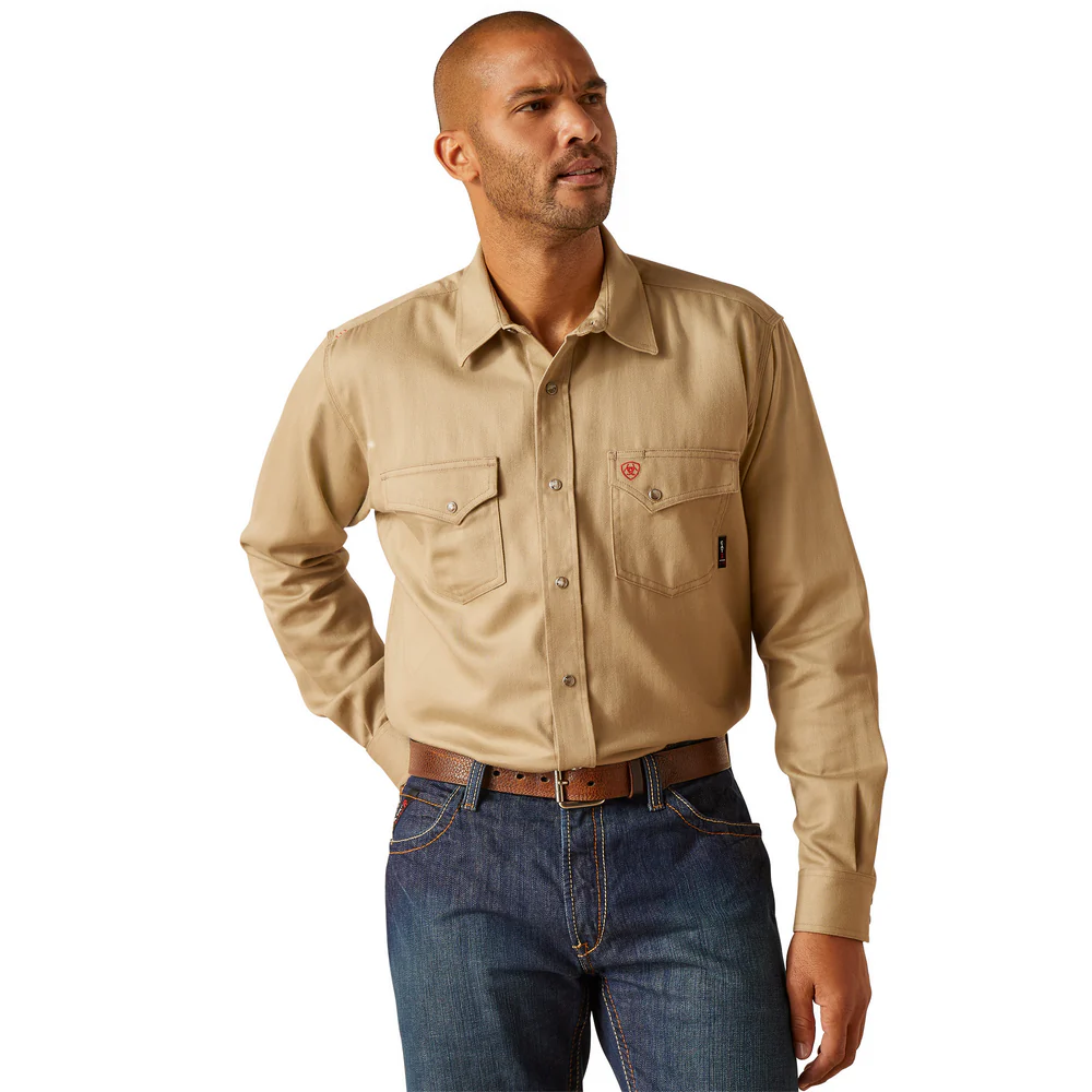 Fr Solid Snap Work Shirt - 250-Khaki | Ariat 10048445 - Image 3
