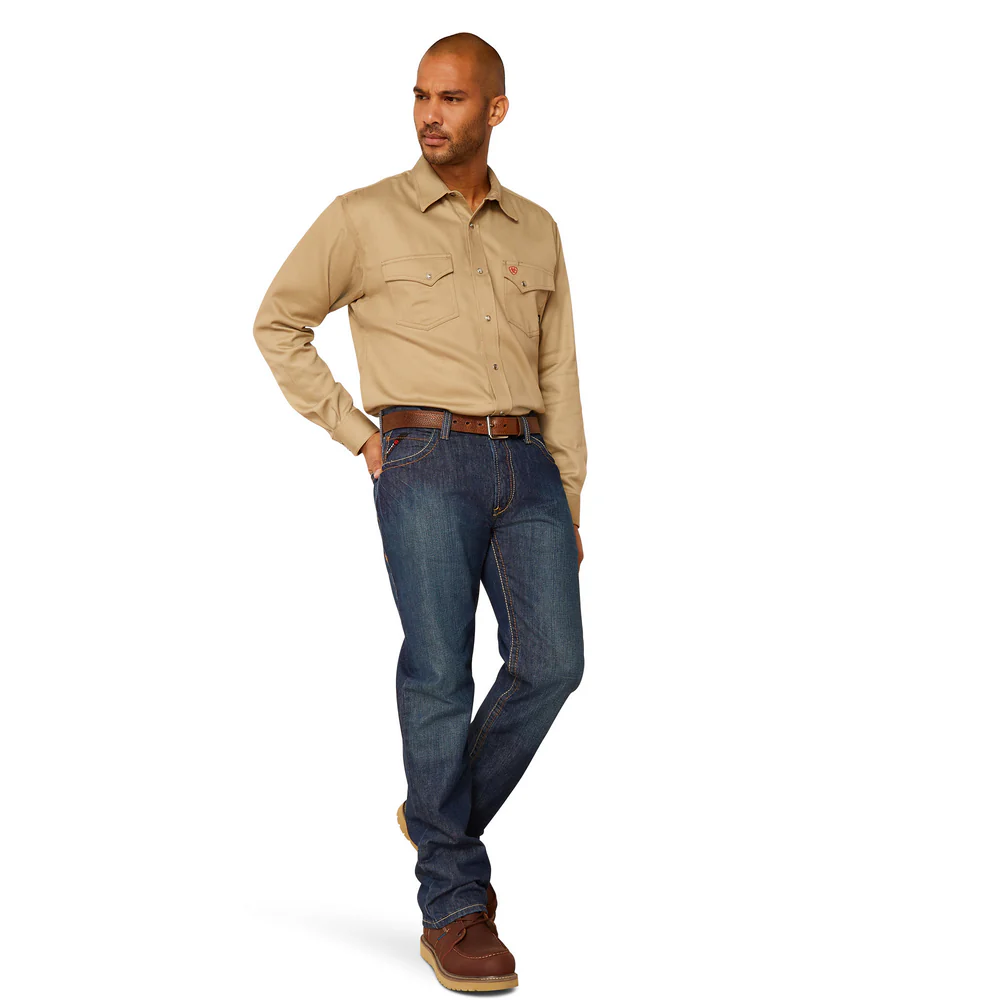 Fr Solid Snap Work Shirt - 250-Khaki | Ariat 10048445 - Image 4