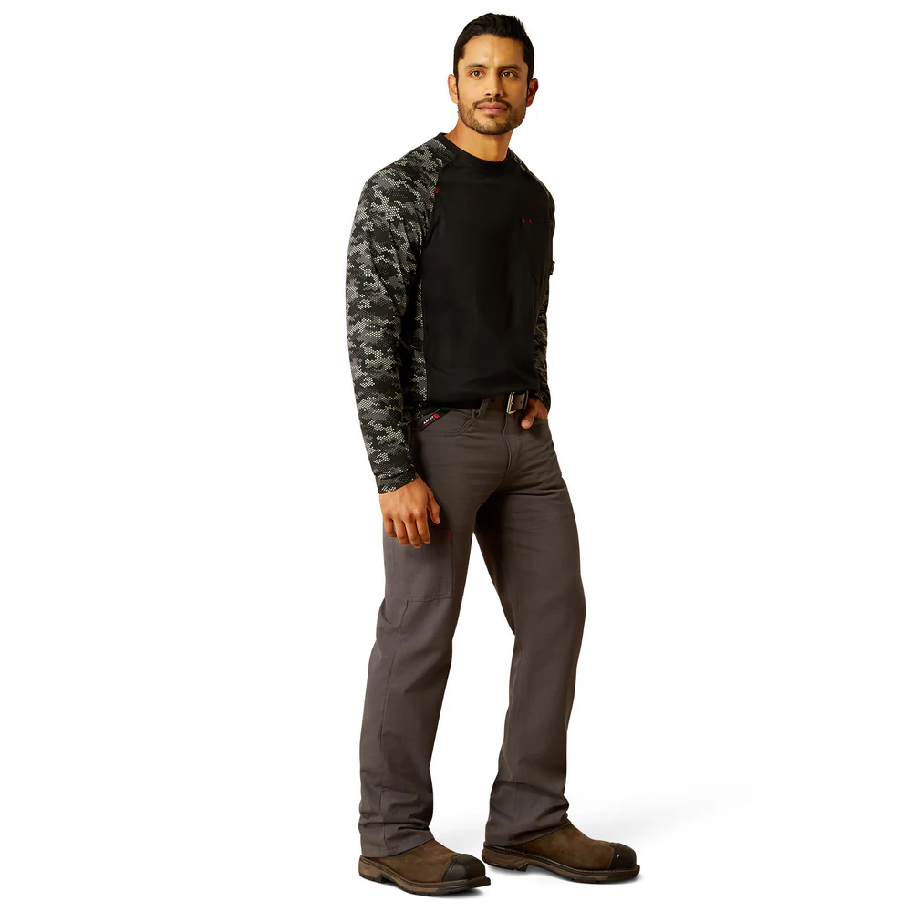 Fr Stretch Camo Baseball T-Shirt - 001-Black|Grey Camo | Ariat 10052090 - Image 4