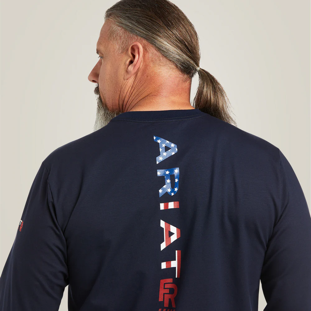 Fr Stretch Logo T-Shirt - 410-Navy|Usa | Ariat 10039294 - Image 2
