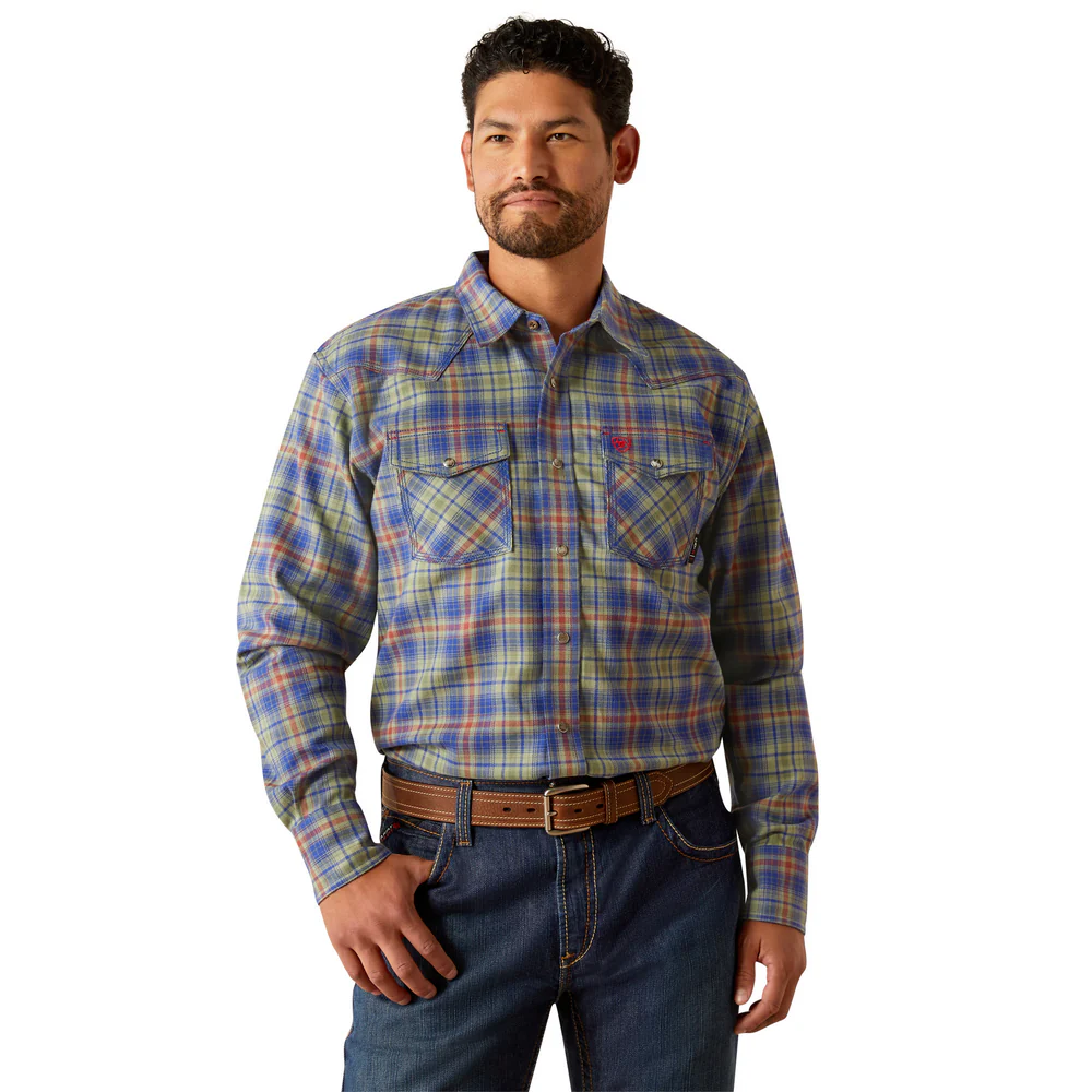 Fr Wilshire Retro Fit Work Shirt - 300-Oil Green | Ariat 10054456 - Image 4
