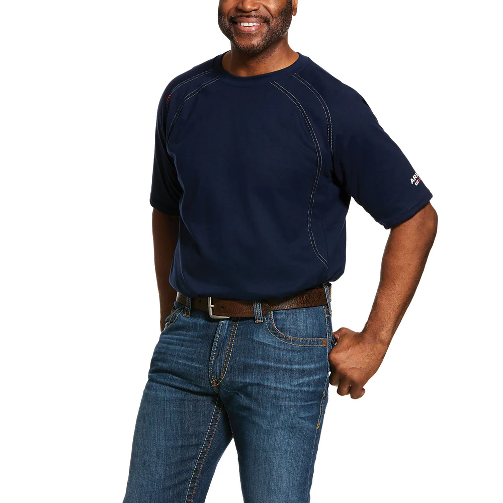 FR WORK CREW SHORT SLEEVE T-SHIRT - 410-Navy | Ariat 10025370
