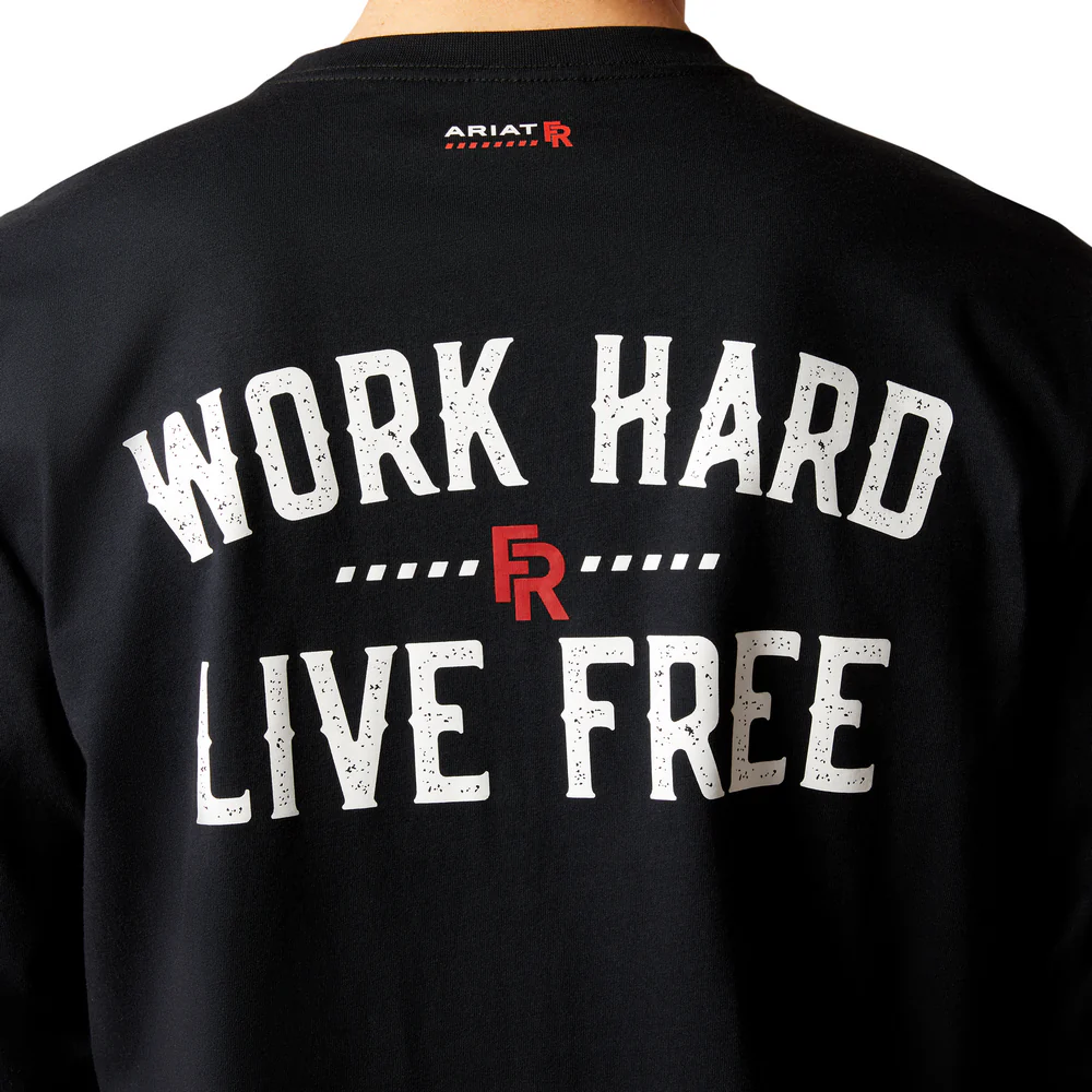 Fr Work Hard Live Free T-Shirt - 001-Black | Ariat 10052093 - Image 3