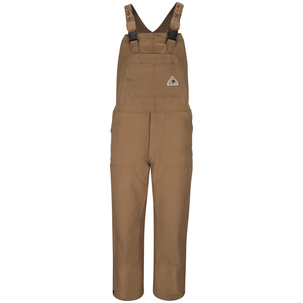 HEAVYWEIGHT FR BROWN DUCK BIB OVERALL WITH KNEE ZIP - BD-Brown Duck | Bulwark BLF6