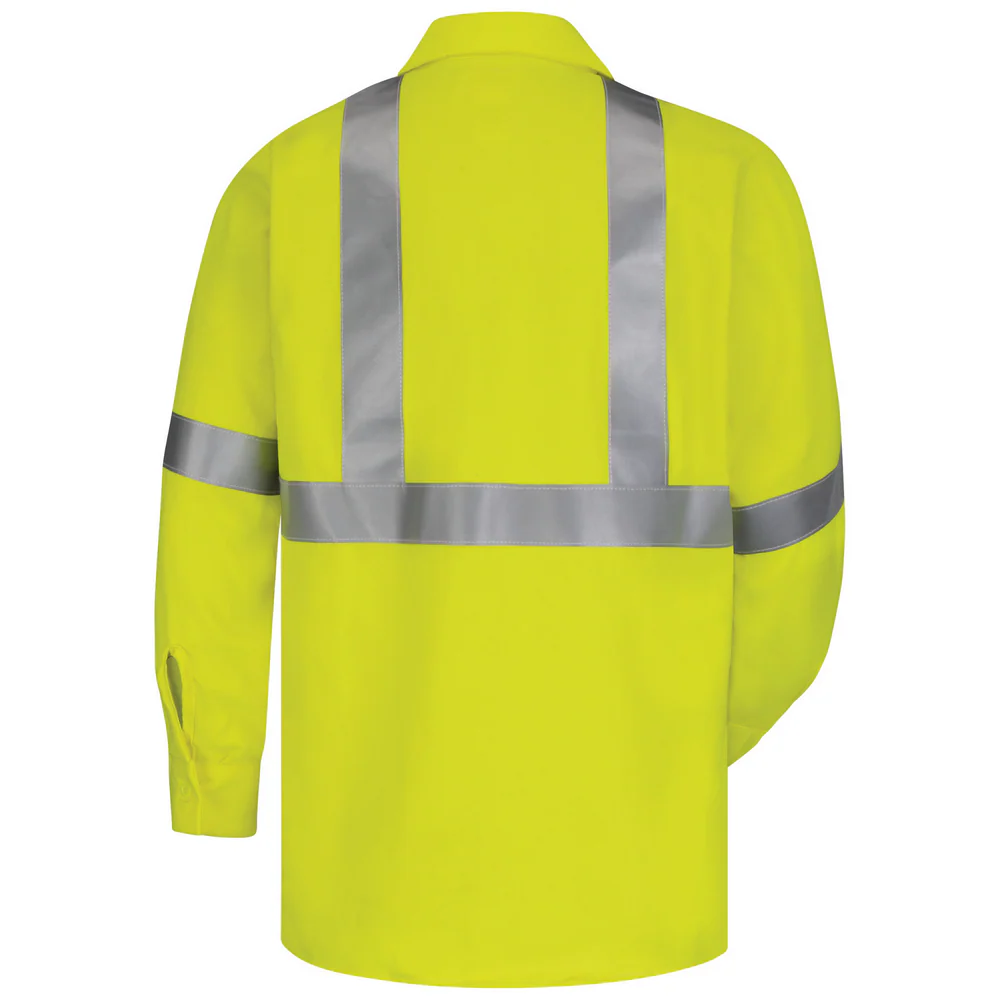 HI-VIS FR MIDWEIGHT WORK SHIRT - HV-Yellow Green | Bulwark SMW4 - Image 2