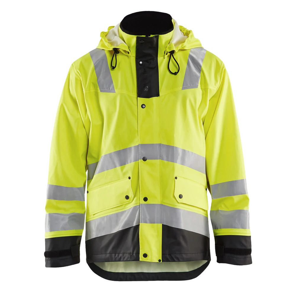 HI-VIS RAIN JACKET - 3399-Yellow Black | Blaklader 43122003