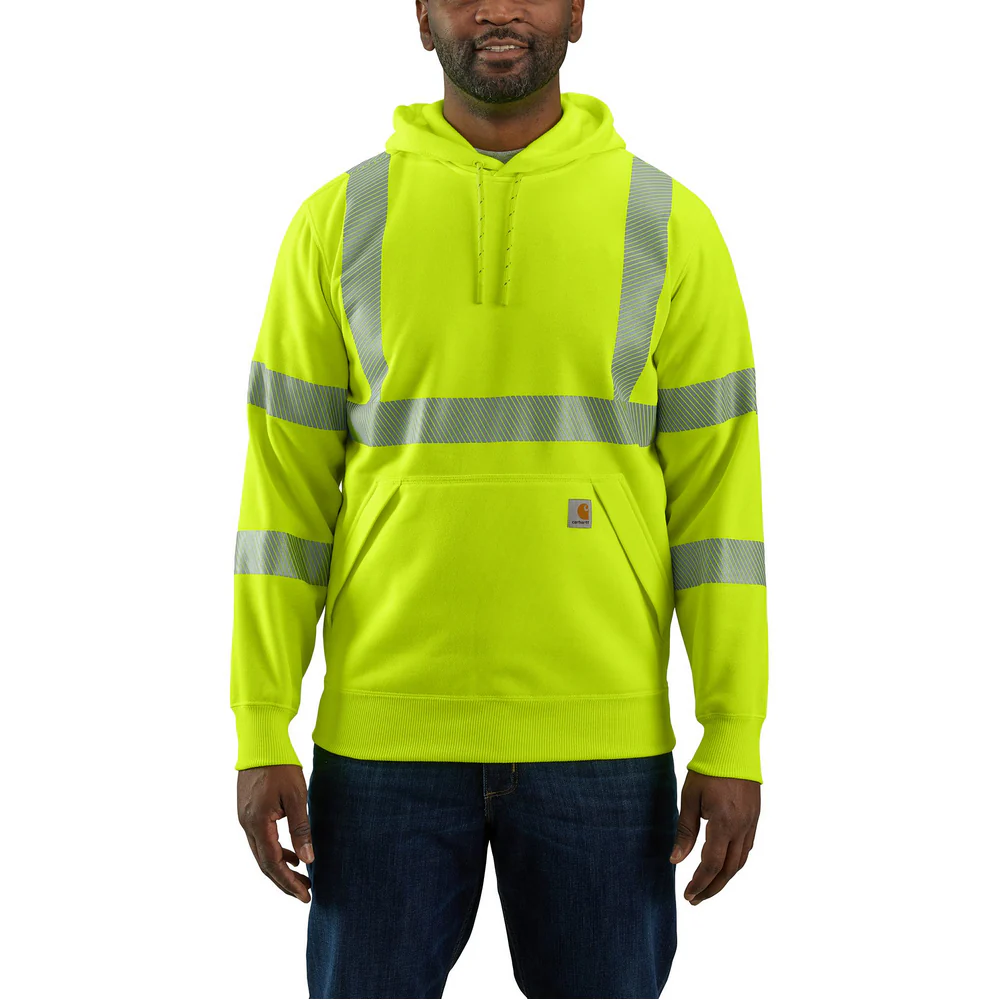 High-Visibility Rain Defender Loose Fit Midweight Class 3 Sweatshirt - BLM-Brite Lime | Carhartt 104987 - Image 4