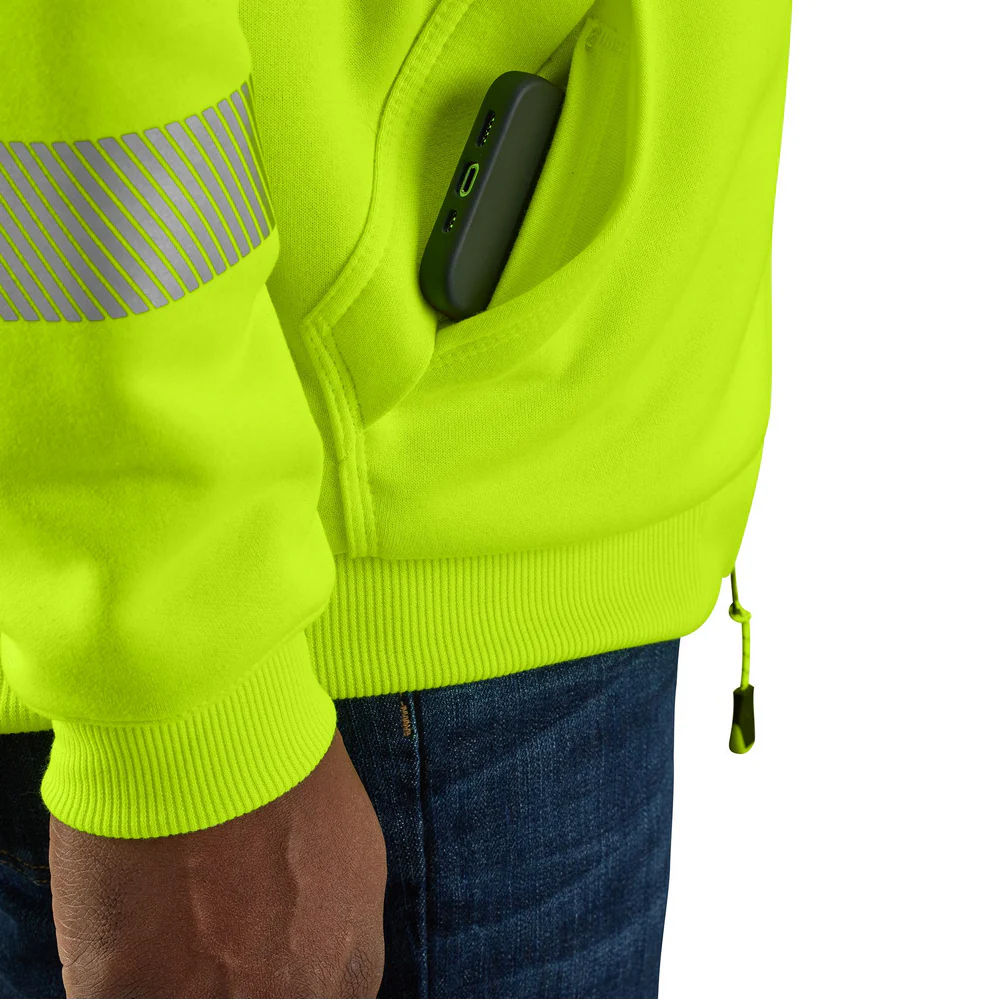 High-Visibility Rain Defender Loose Fit Midweight Thermal-Lined Full-Zip Class 3 Sweatshirt - BLM-Brite Lime | Carhartt 104988 - Image 2