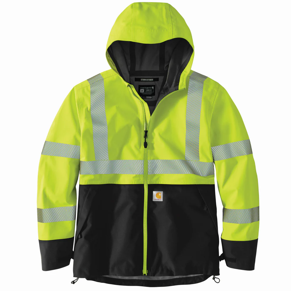 High-Visibility Storm Defender Loose Fit Lightweight Class 3 Jacket - BLM-Brite Lime | Carhartt 106693 - Image 2
