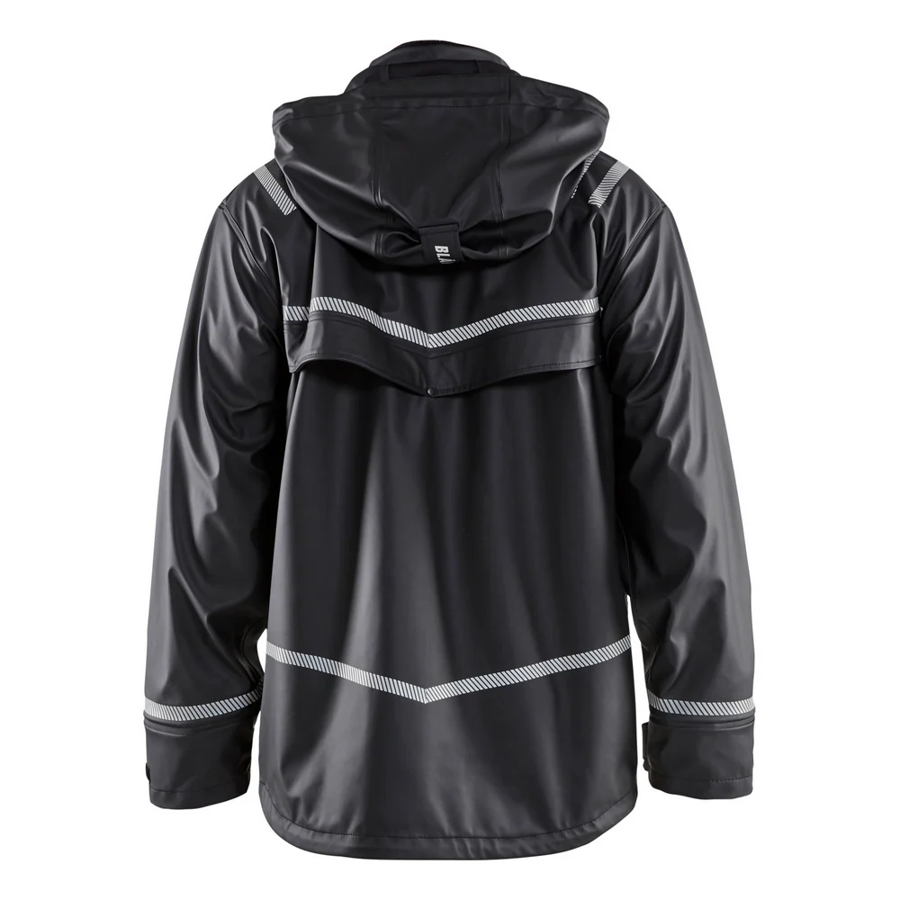 HOODED RAIN JACKET WITH REFLECTIVE DETAILS - 9900-Black | Blaklader 43172003 - Image 2