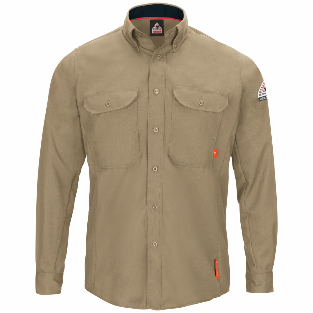 IQ SERIES FR COMFORT WOVEN LONG SLEEVE LIGHTWEIGHT SHIRT - KH-Khaki | Bulwark QS52