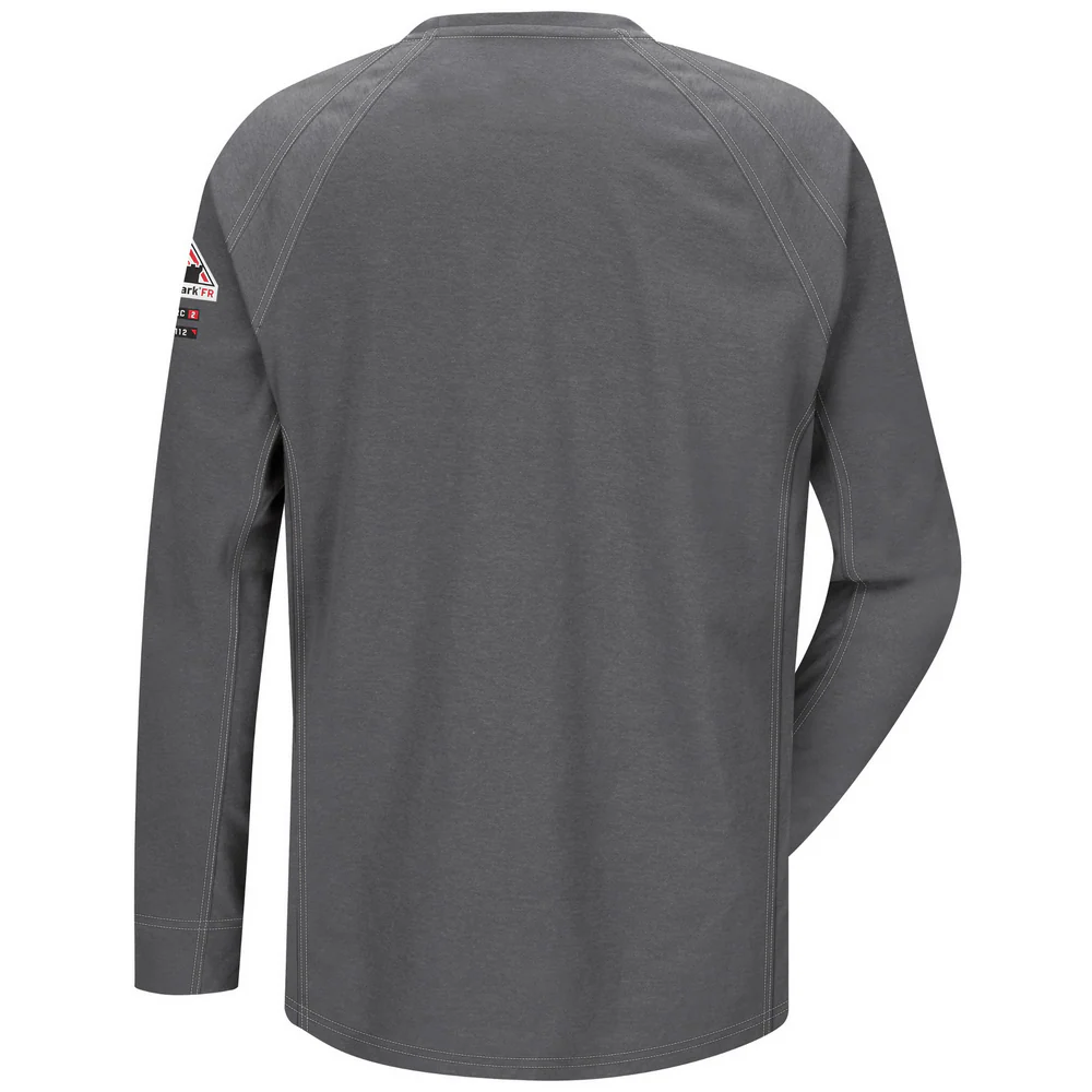IQ SERIES FR LONG SLEEVE COMFORT KNIT T-SHIRT - CH-Charcoal | Bulwark QT32 - Image 2