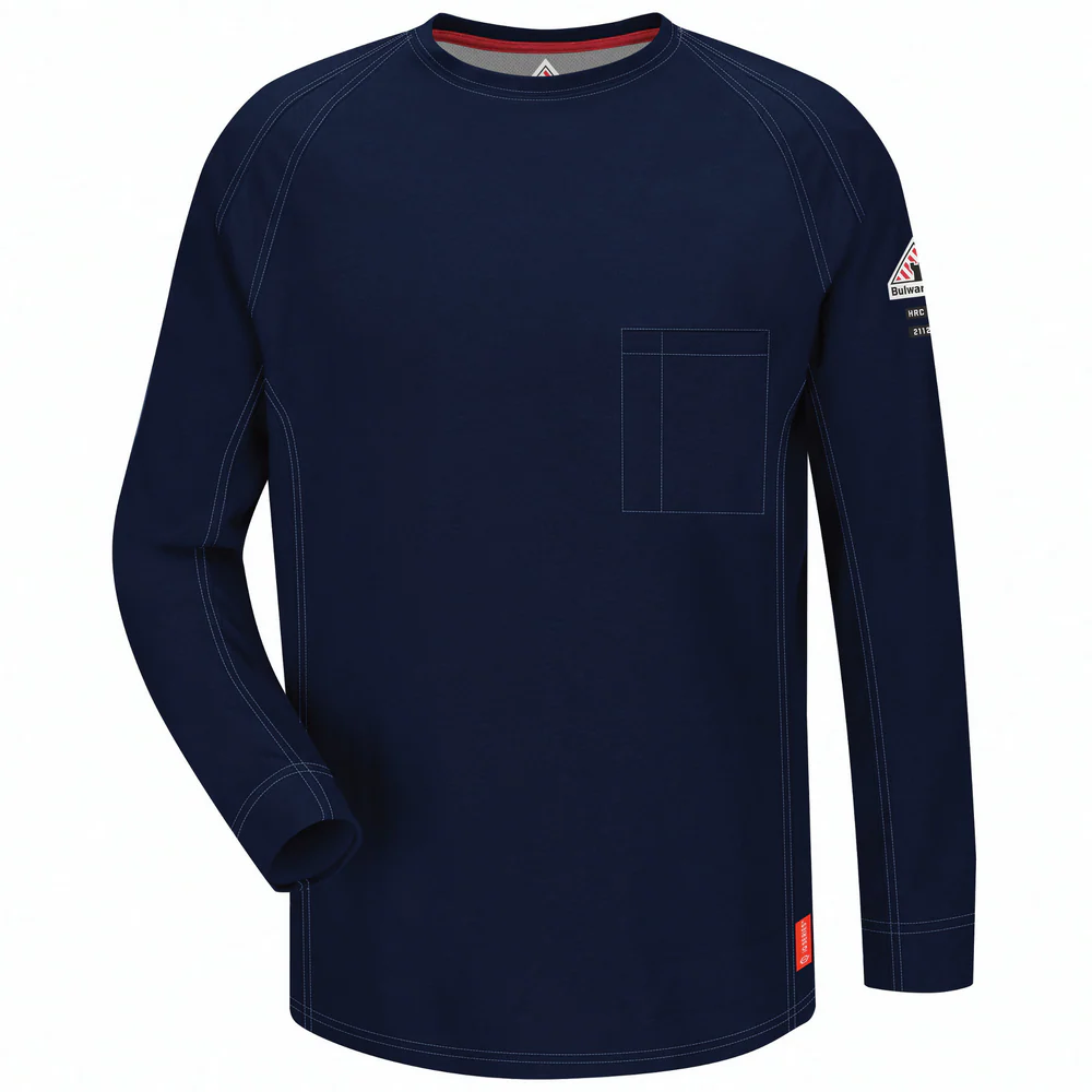 IQ SERIES FR LONG SLEEVE COMFORT KNIT T-SHIRT - DB-Dark Blue | Bulwark QT32