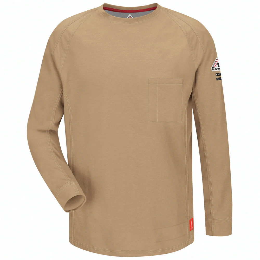 IQ SERIES FR LONG SLEEVE COMFORT KNIT T-SHIRT - KH-Khaki | Bulwark QT32