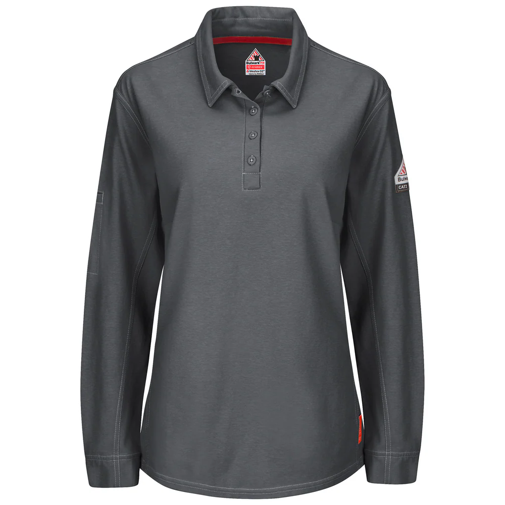 IQ SERIES LONG SLEEVE FR POLO - CH-Charcoal | Bulwark QT15