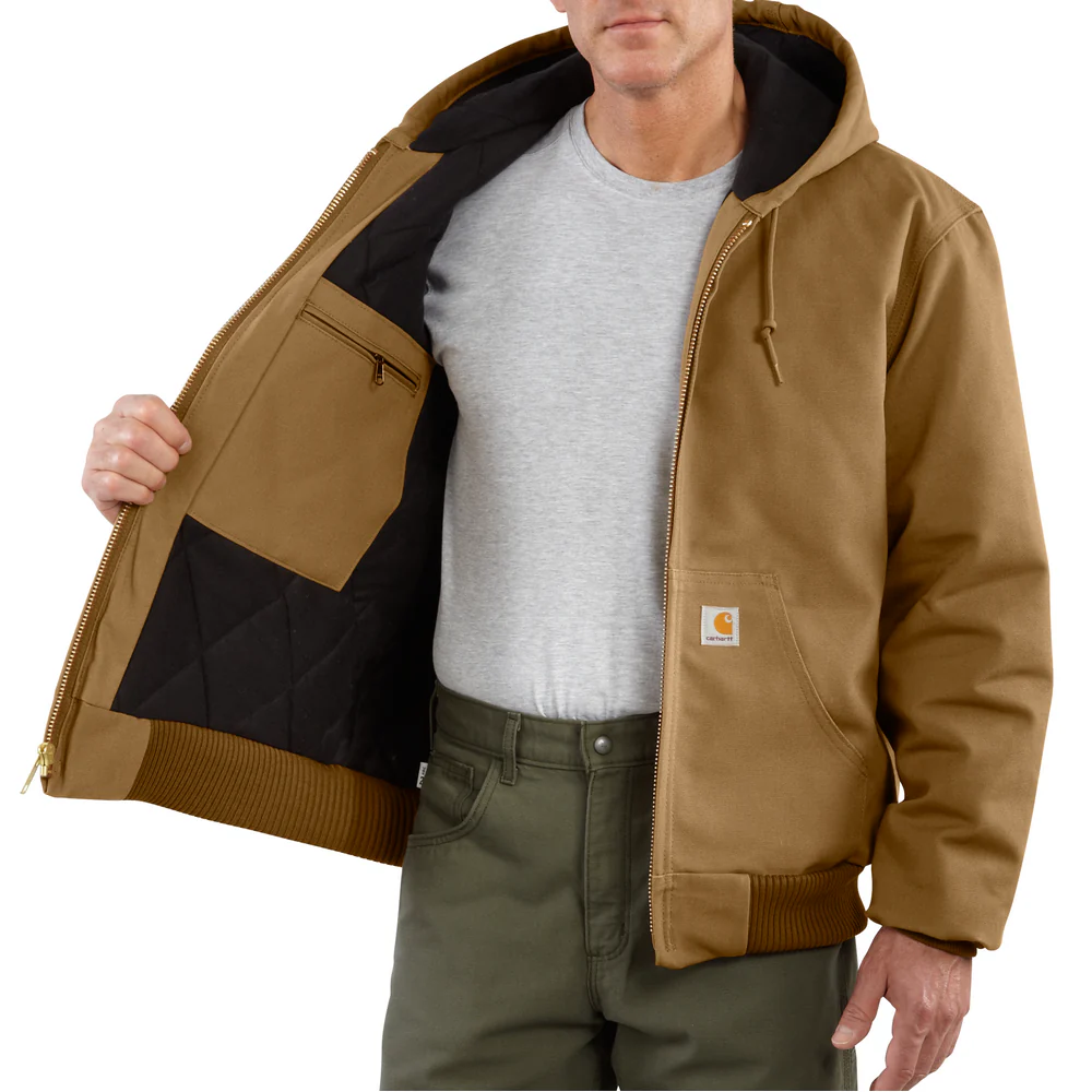 J140 Loose Fit Firm Duck Insulated Flannel-Lined Active Jac - BRN-Carhartt Brown | Carhartt 106673 - Image 3
