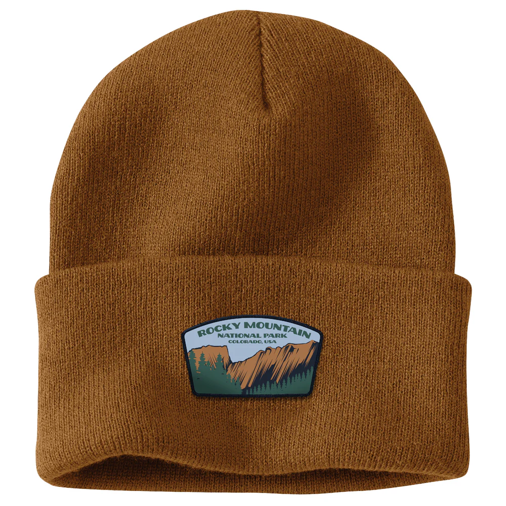 Knit Cuffed Rocky Mountain National Park Patch Beanie - BRN-Carhartt Brown | Carhartt 106884