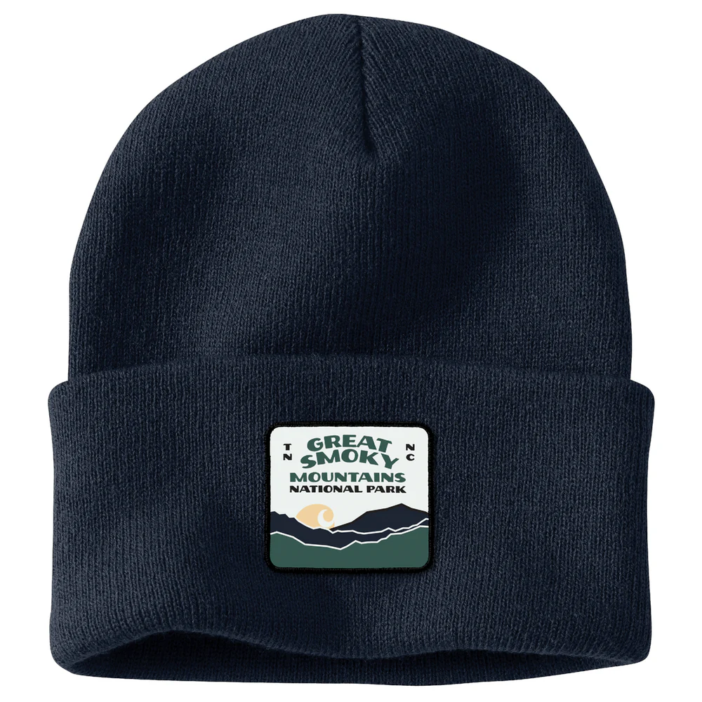 Knit Cuffed Smoky Mountain National Park Patch Beanie - NVY-Navy | Carhartt 106882