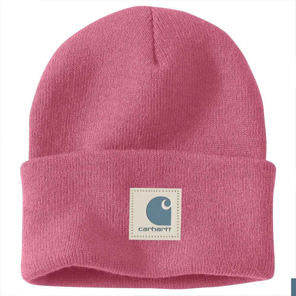 Knit Rubber Patch Beanie - V73-Woodrose | Carhartt 106920