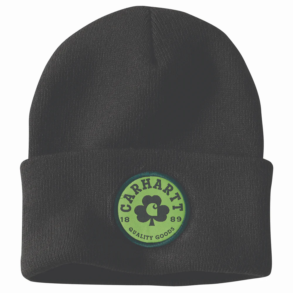 Knit Shamrock Patch Beanie - BLK-Black | Carhartt 106736