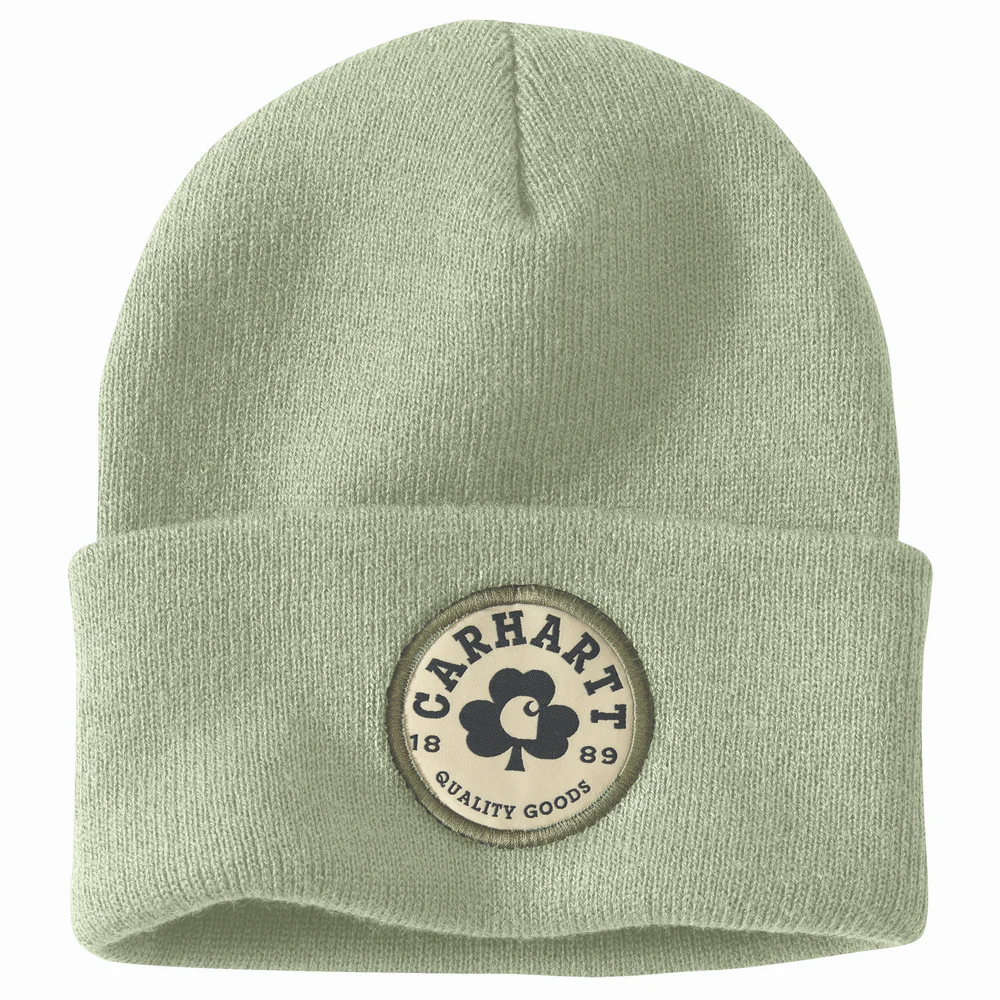 Knit Shamrock Patch Beanie - GI7-Sage | Carhartt 106736