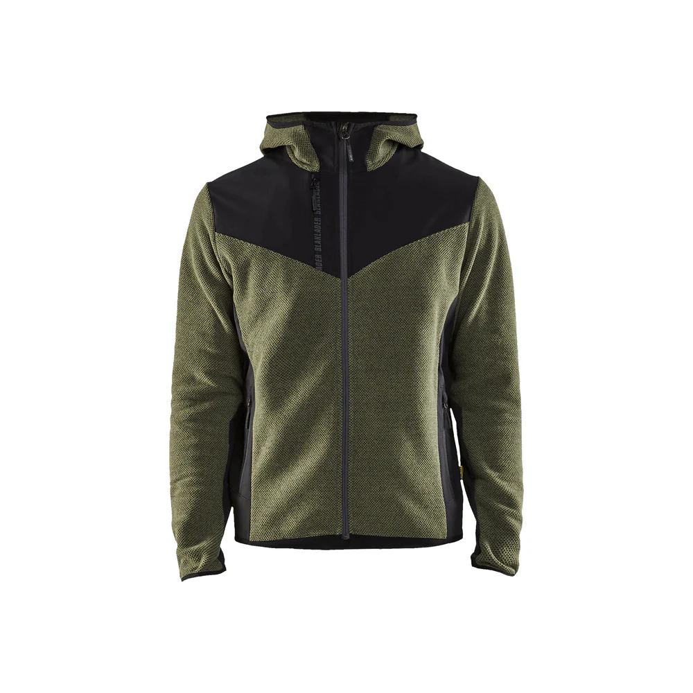 Knitted Fleece Jacket - 4199-Autumn Green/Black | Blaklader 47402536 - Image 2