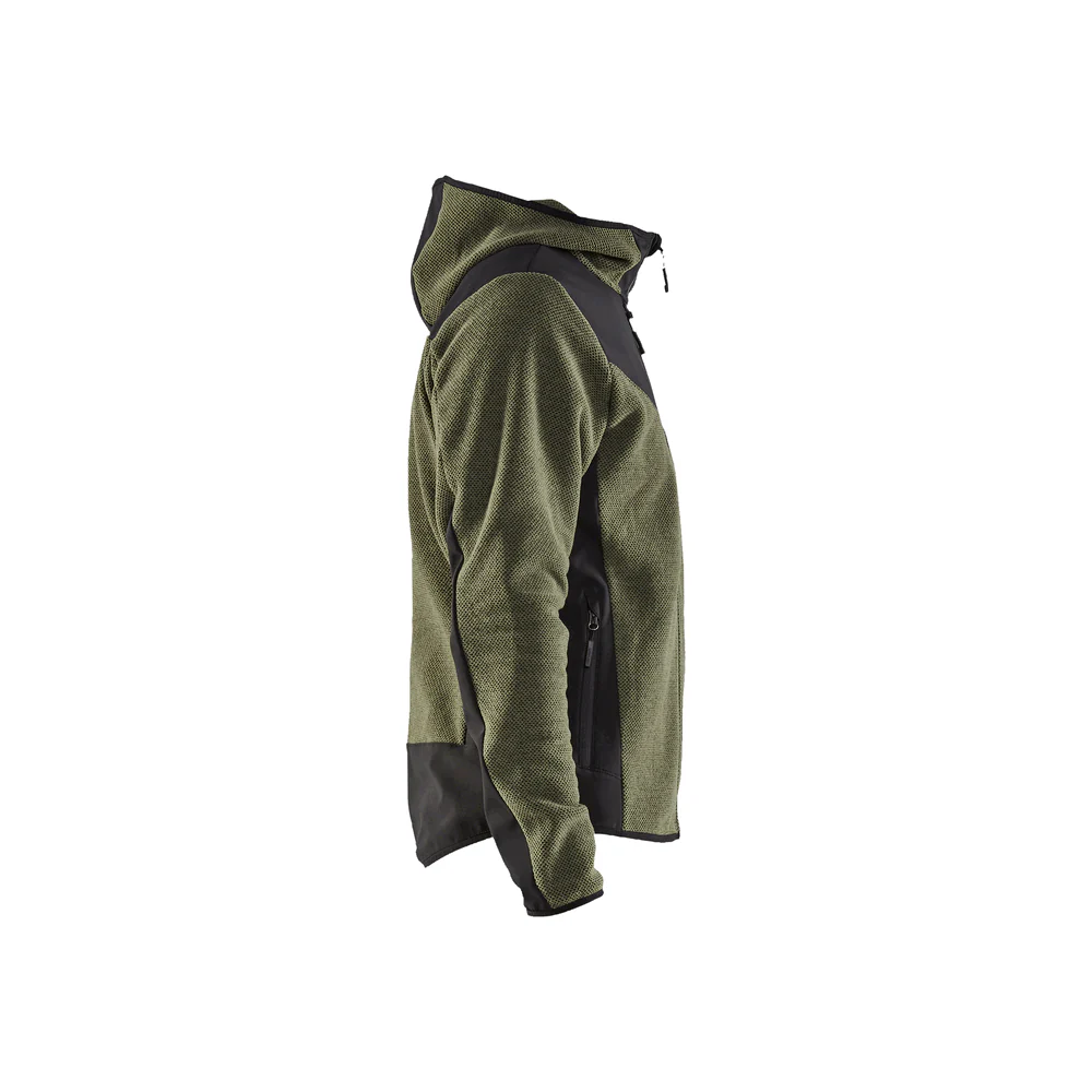 Knitted Fleece Jacket - 4199-Autumn Green/Black | Blaklader 47402536 - Image 3