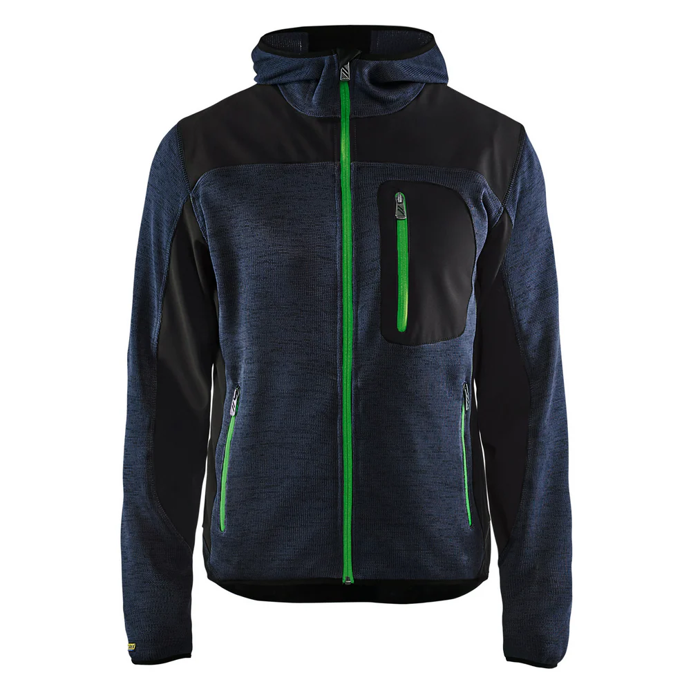 KNITTED ZIP FRONT JACKET - 8642-Dark Navy/Green | Blaklader 49402117