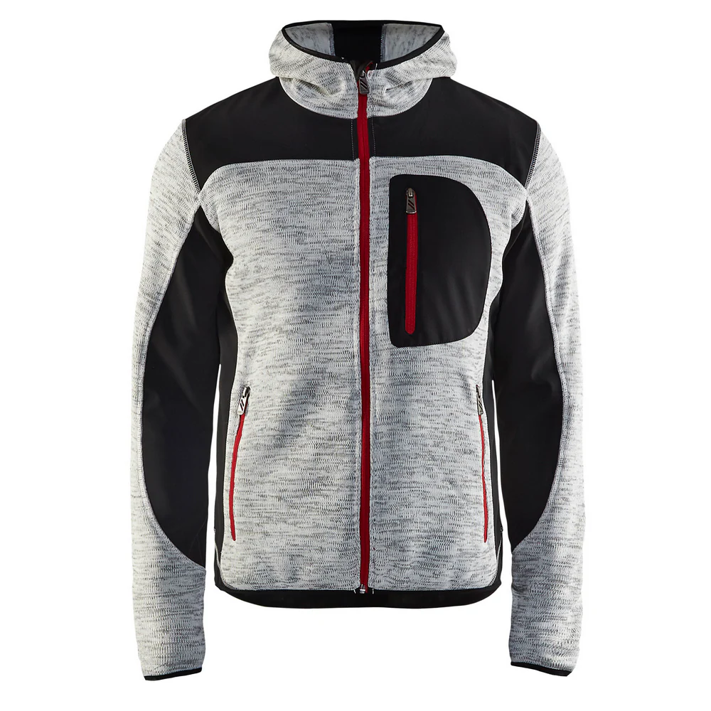 KNITTED ZIP FRONT JACKET - 9099-Grey Melange/Black | Blaklader 49402117