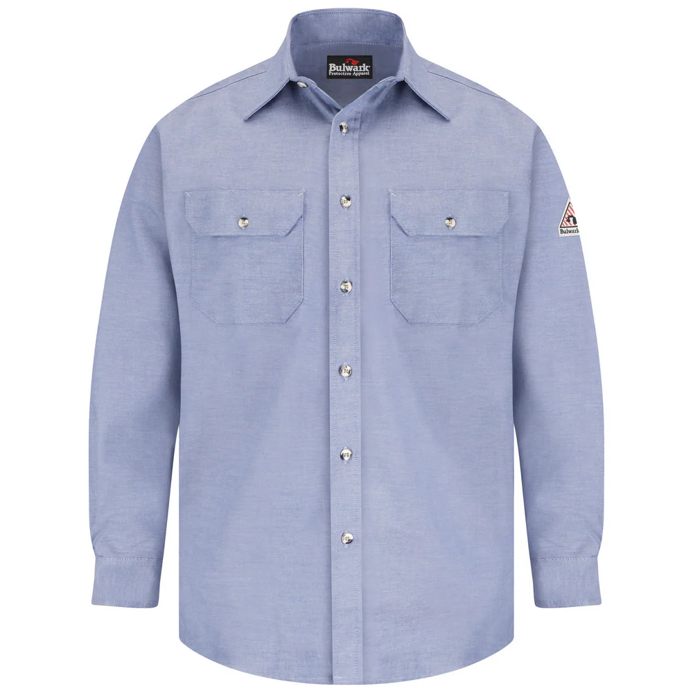 LIGHTWEIGHT FR 5.5OZ DRESS UNIFORM SHIRT - CY-Chambray | Bulwark SLU655