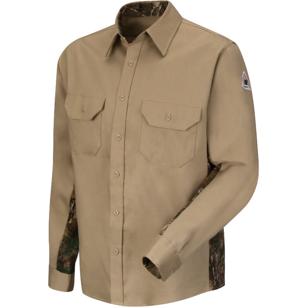LIGHTWEIGHT FR CAMO UNIFORM SHIRT - KH-Khaki | Bulwark SLU4