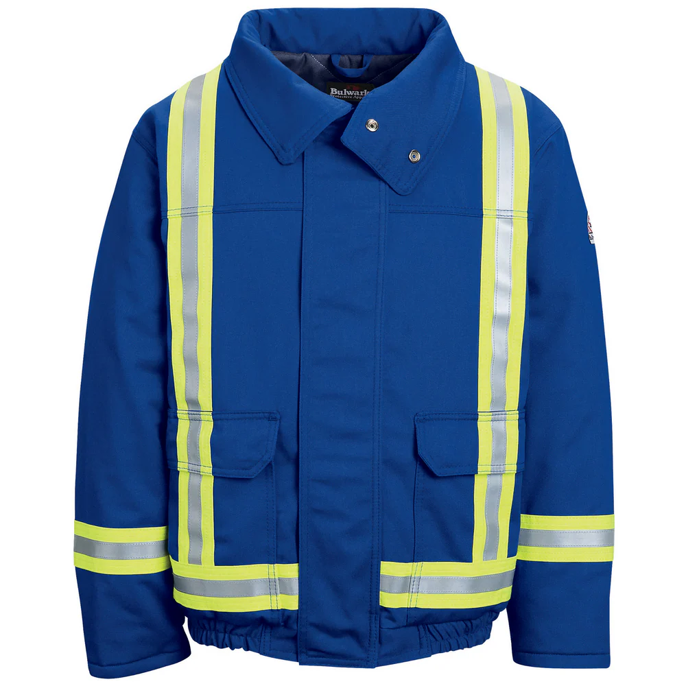 LINED NOMEX FR BOMBER WITH REFLECTIVE STRIPING - RB-Royal Blue | Bulwark JNJT