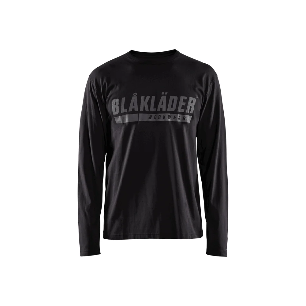 Long Sleeve Branded T-Shirt - 9900-Black | Blaklader 35571042 - Image 2