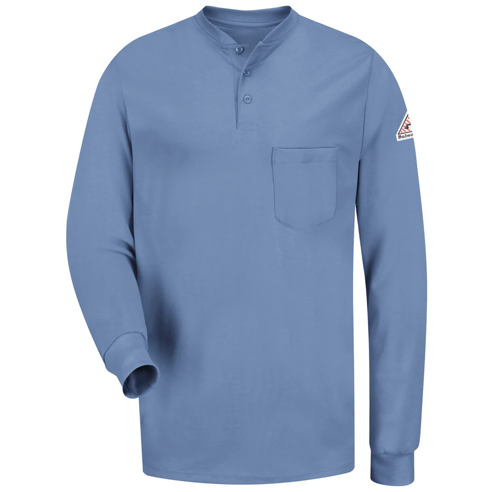 LONG SLEEVE FR LIGHTWEIGHT HENLEY - LB-Light Blue | Bulwark SEL2