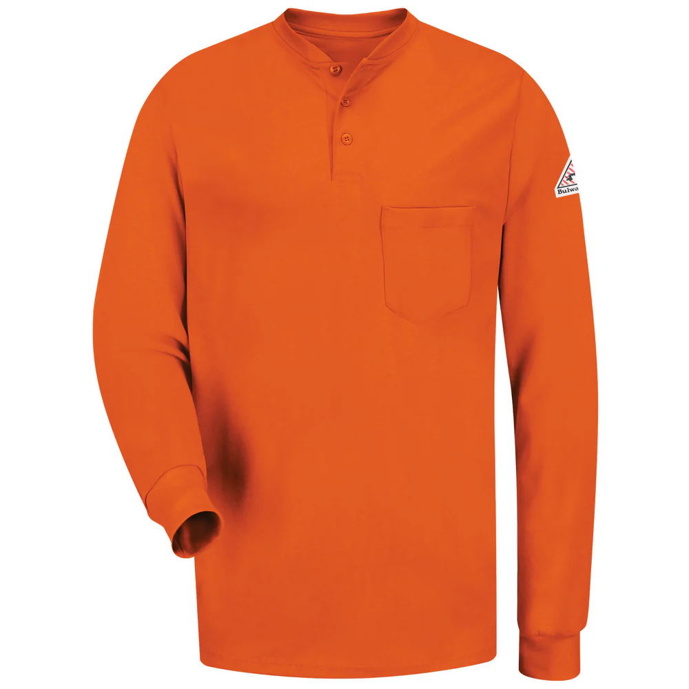 LONG SLEEVE FR LIGHTWEIGHT HENLEY - OR-Orange | Bulwark SEL2
