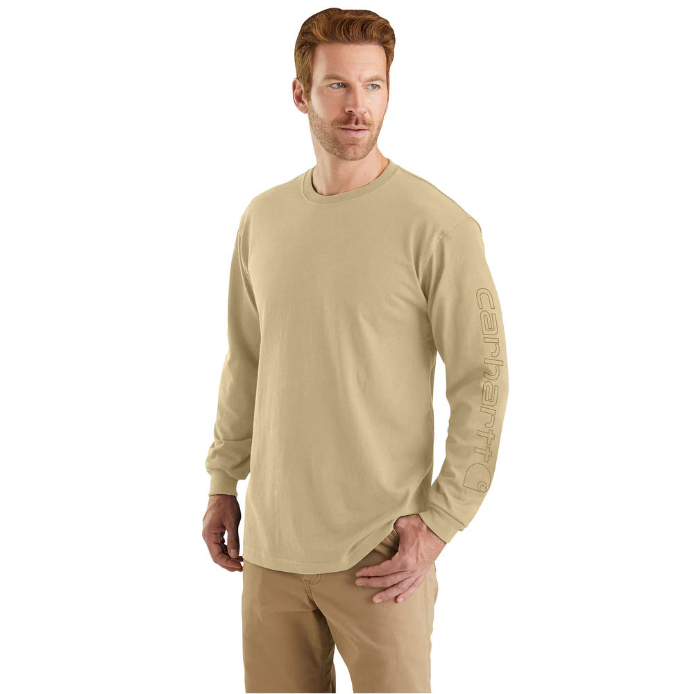 Loose Fit Heavyweight Long-Sleeve Logo Sleeve Graphic T-Shirt - A36-Beach Heather | Carhartt K231