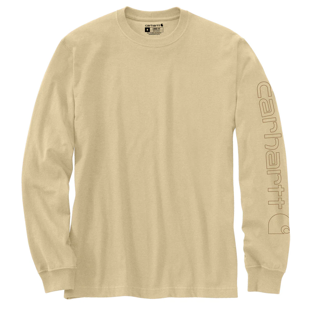 Loose Fit Heavyweight Long-Sleeve Logo Sleeve Graphic T-Shirt - A36-Beach Heather | Carhartt K231 - Image 2